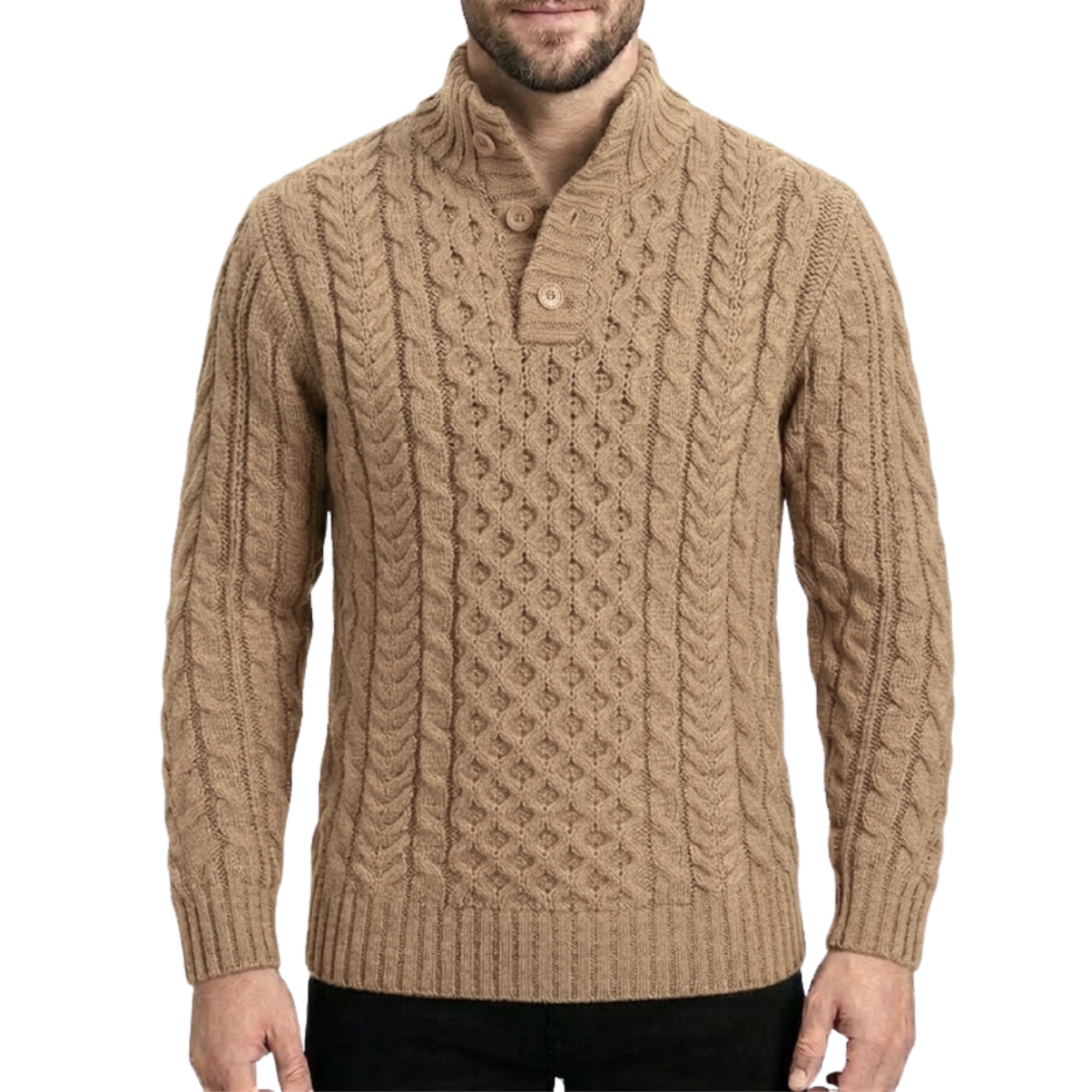 Knitted Chunky Thermal Sweater With Twisted Design For Men