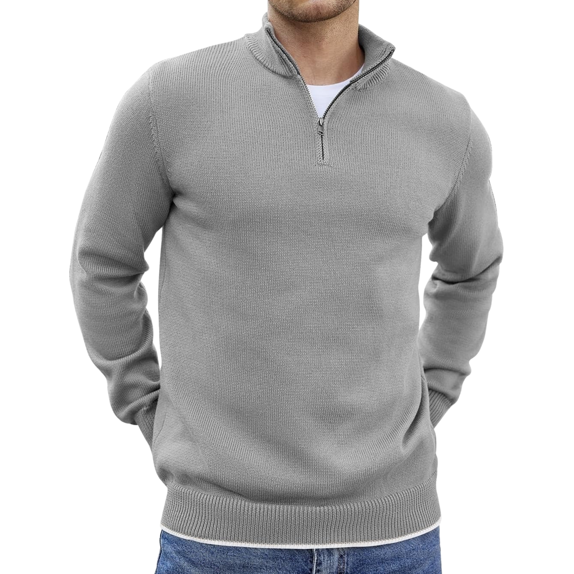 Quarter Zip Lightweight Knit Pullover Sweater