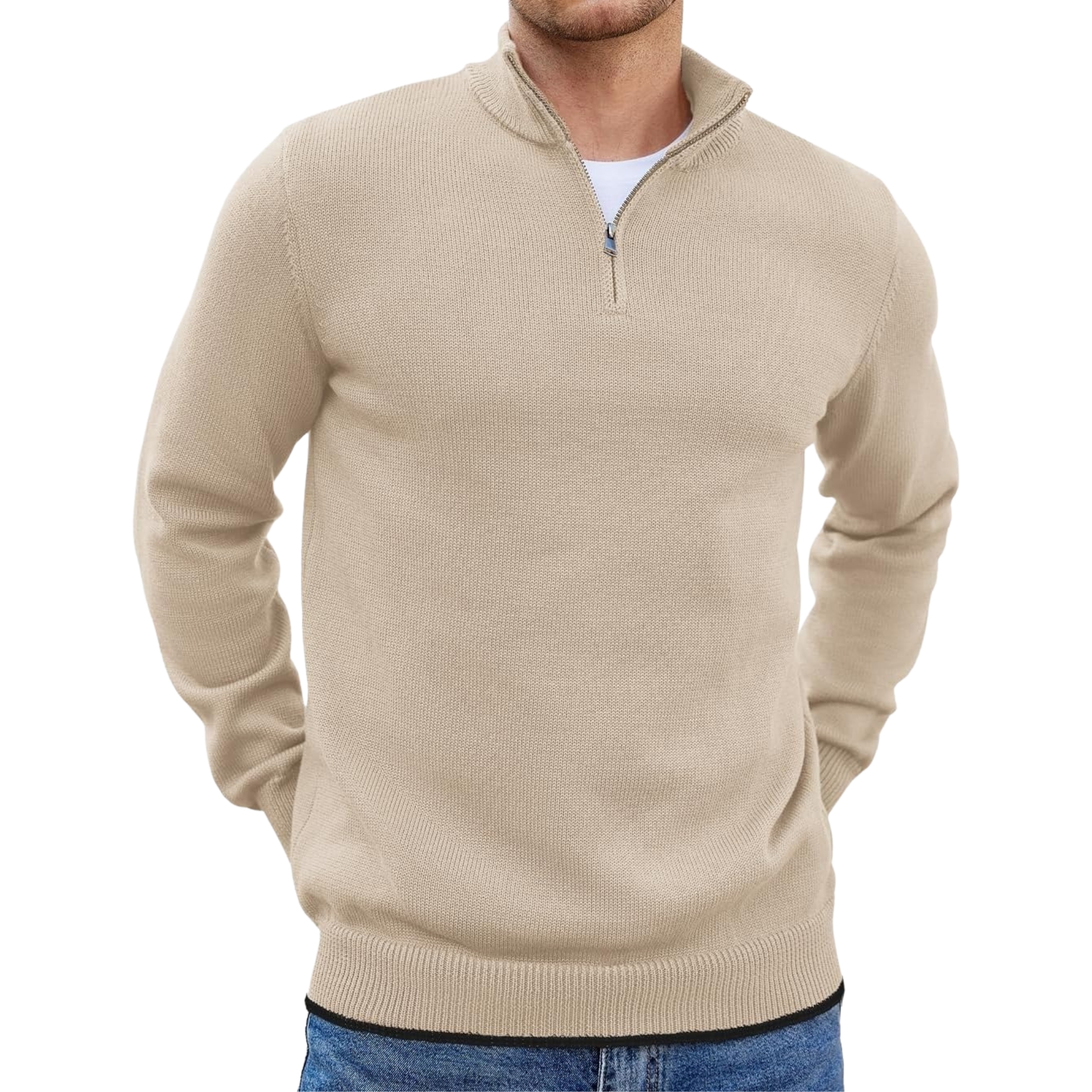 Quarter Zip Lightweight Knit Pullover Sweater