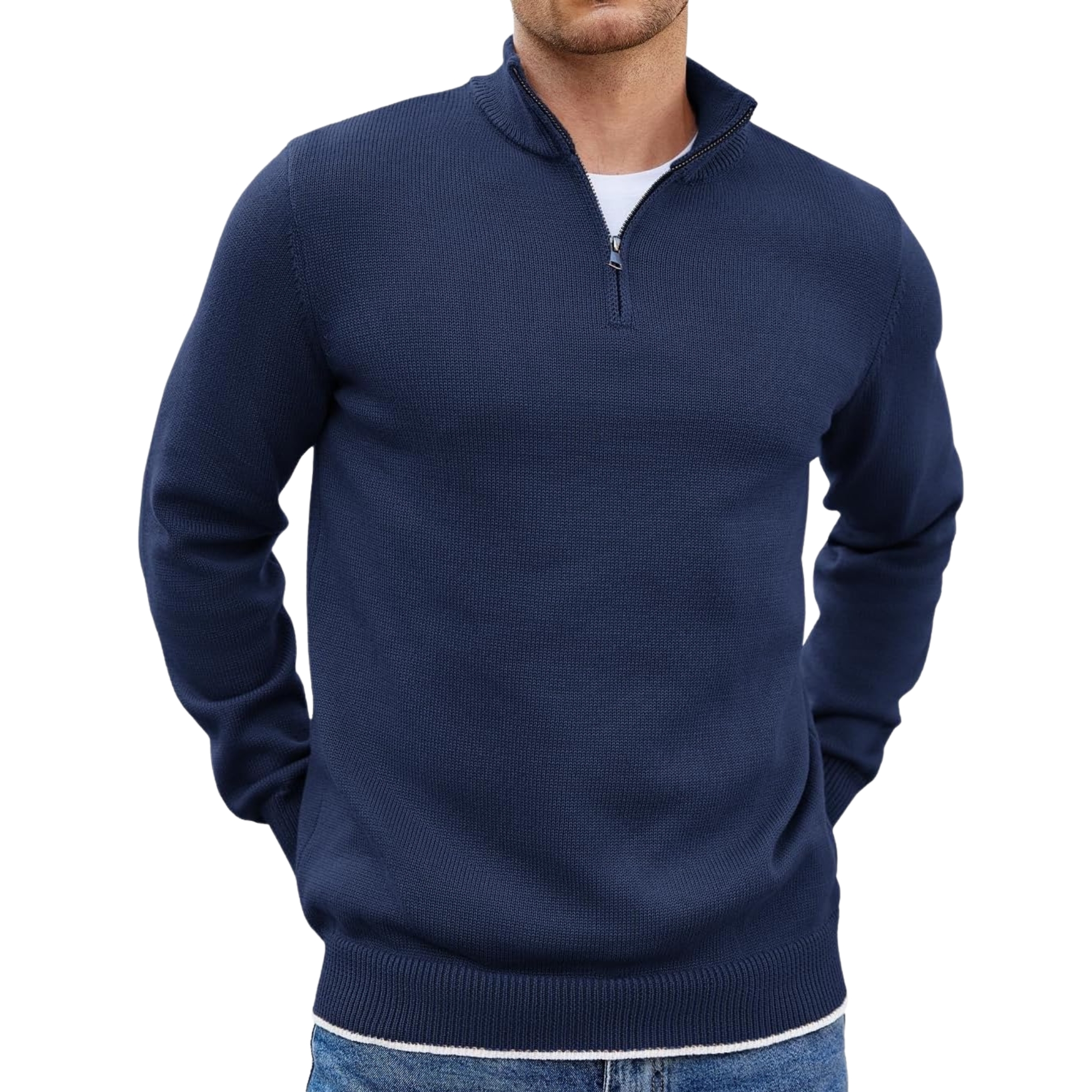Quarter Zip Lightweight Knit Pullover Sweater