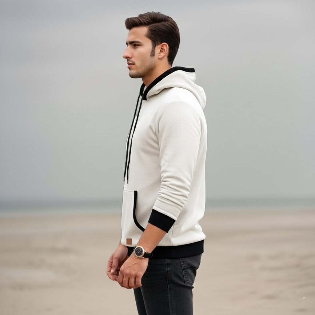 Fashion Long Sleeve Drawstring Fleece Pullover Hoodie With Pockets