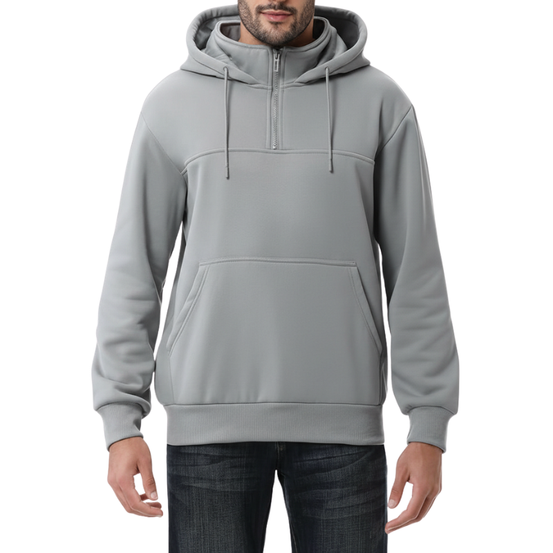 Men Fashion Hoodies Sweatshirts Loose Fit Heavyweight Quarter-Zip Sweatshirt Fleece-Lined Pullover