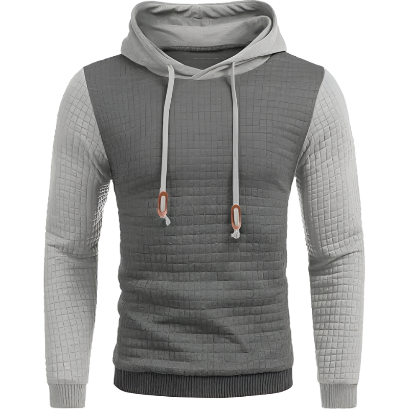 Waffle Knit Pullover Hoodie For Men