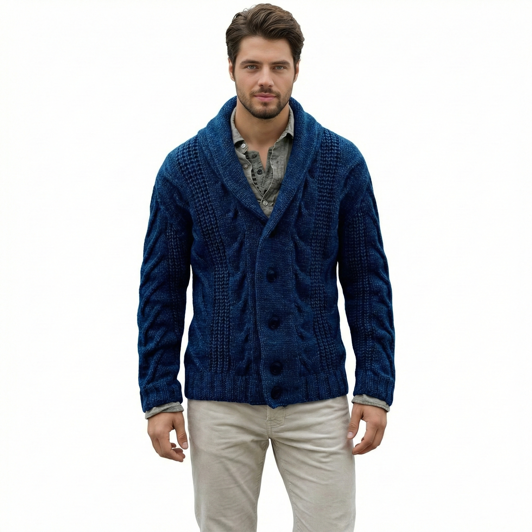 Cable Knit Button Front Cardigan Sweater