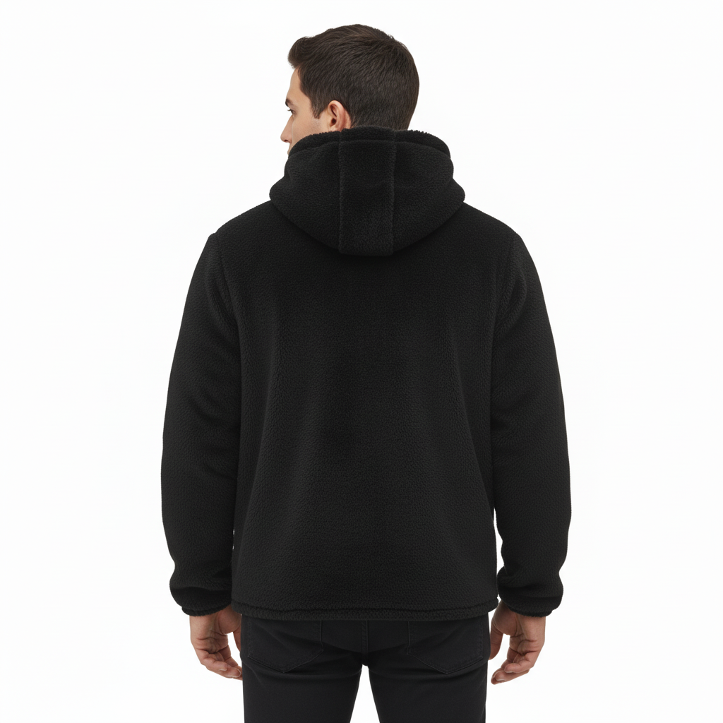 Hooded Winter Jacket For Men With Zipper Closure And Side Pockets
