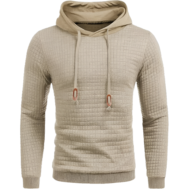 Waffle Knit Pullover Hoodie For Men