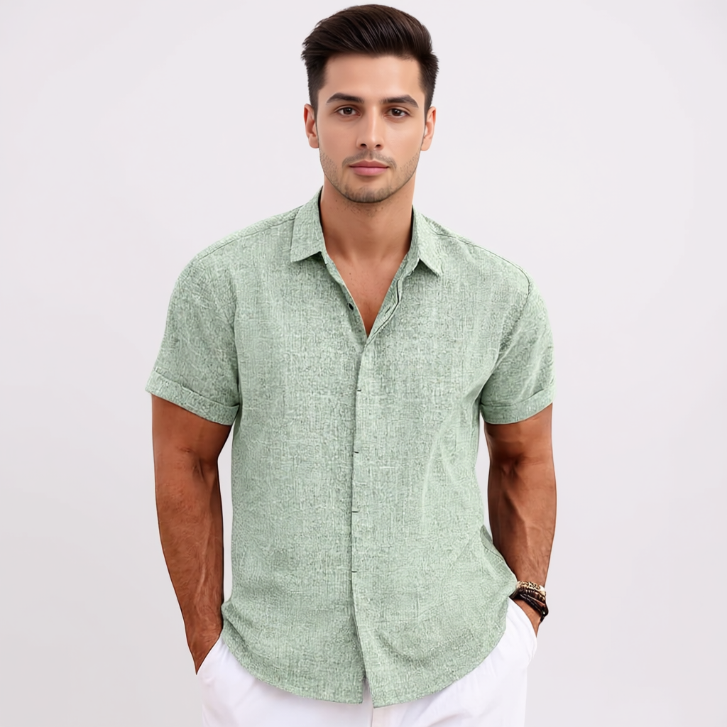 Linen Short Sleeve Casual Shirts For Men