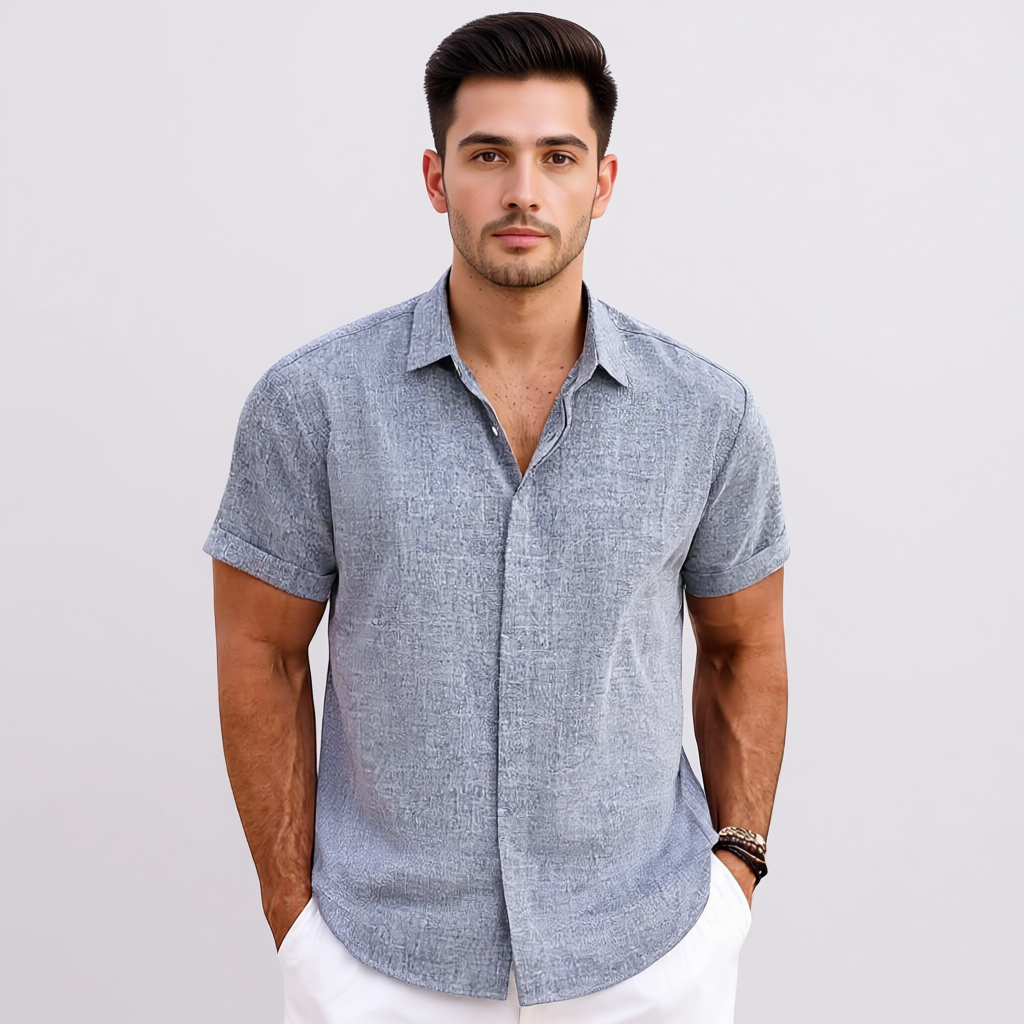 Linen Short Sleeve Casual Shirts For Men