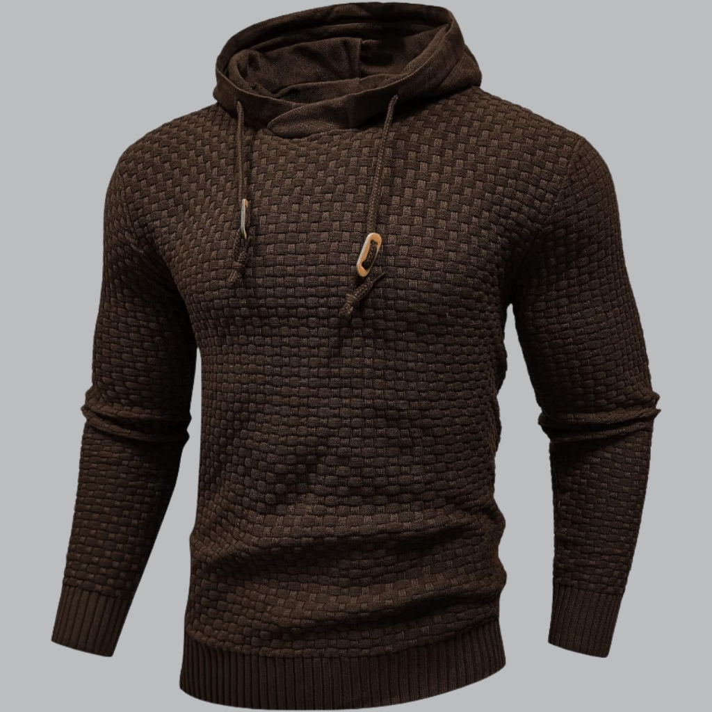 Mens Long Sleeve Solid Knitted Hoodie