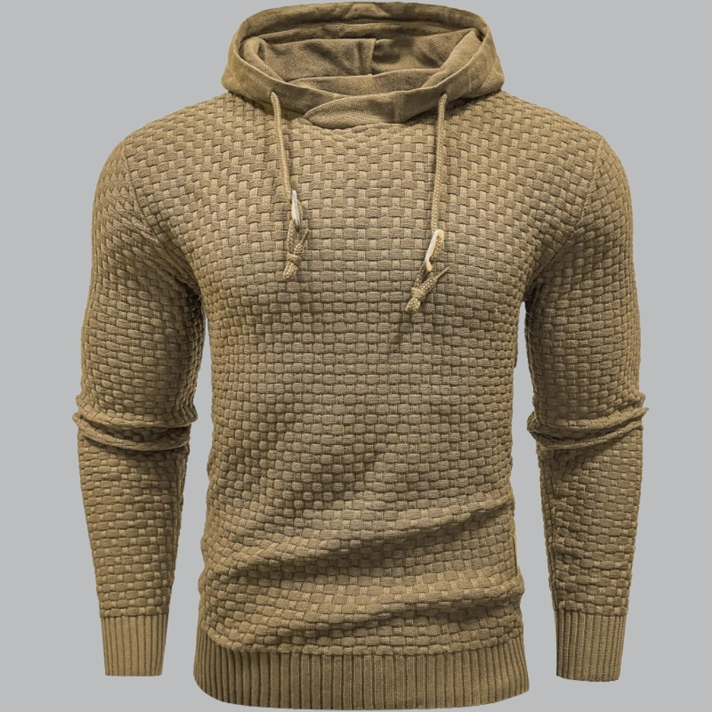 Mens Long Sleeve Solid Knitted Hoodie