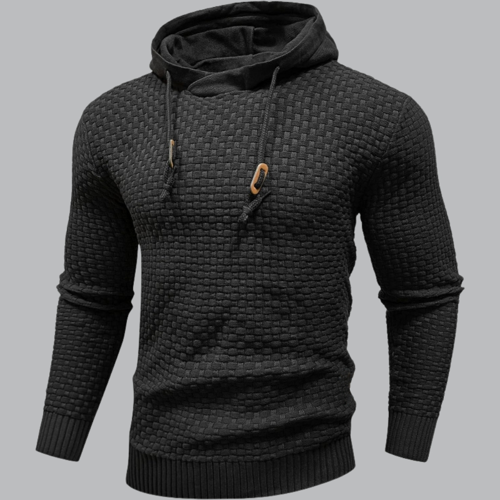 Mens Long Sleeve Solid Knitted Hoodie