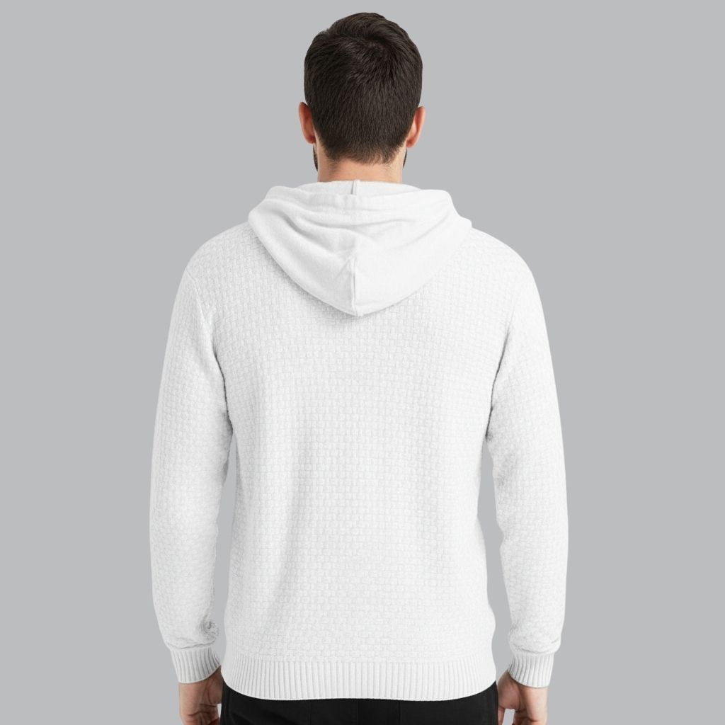 Mens Long Sleeve Solid Knitted Hoodie