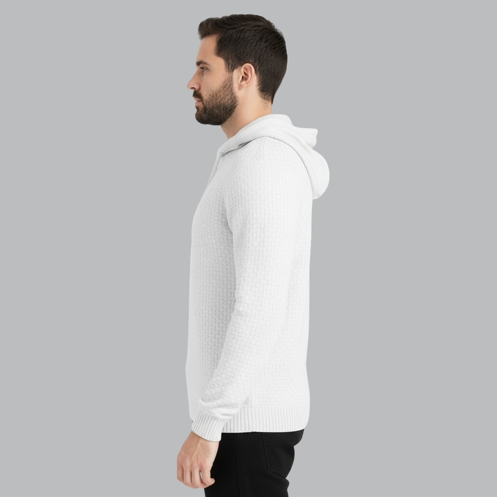 Mens Long Sleeve Solid Knitted Hoodie