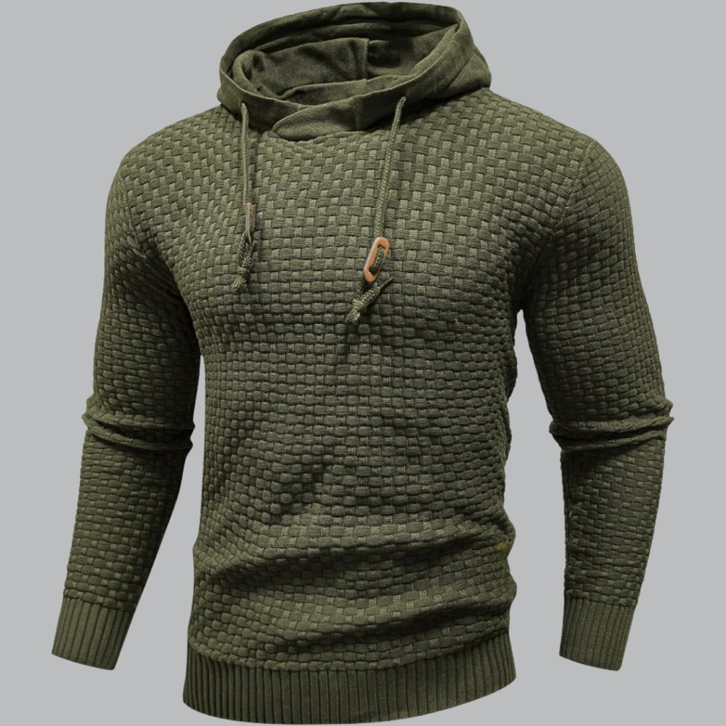 Mens Long Sleeve Solid Knitted Hoodie