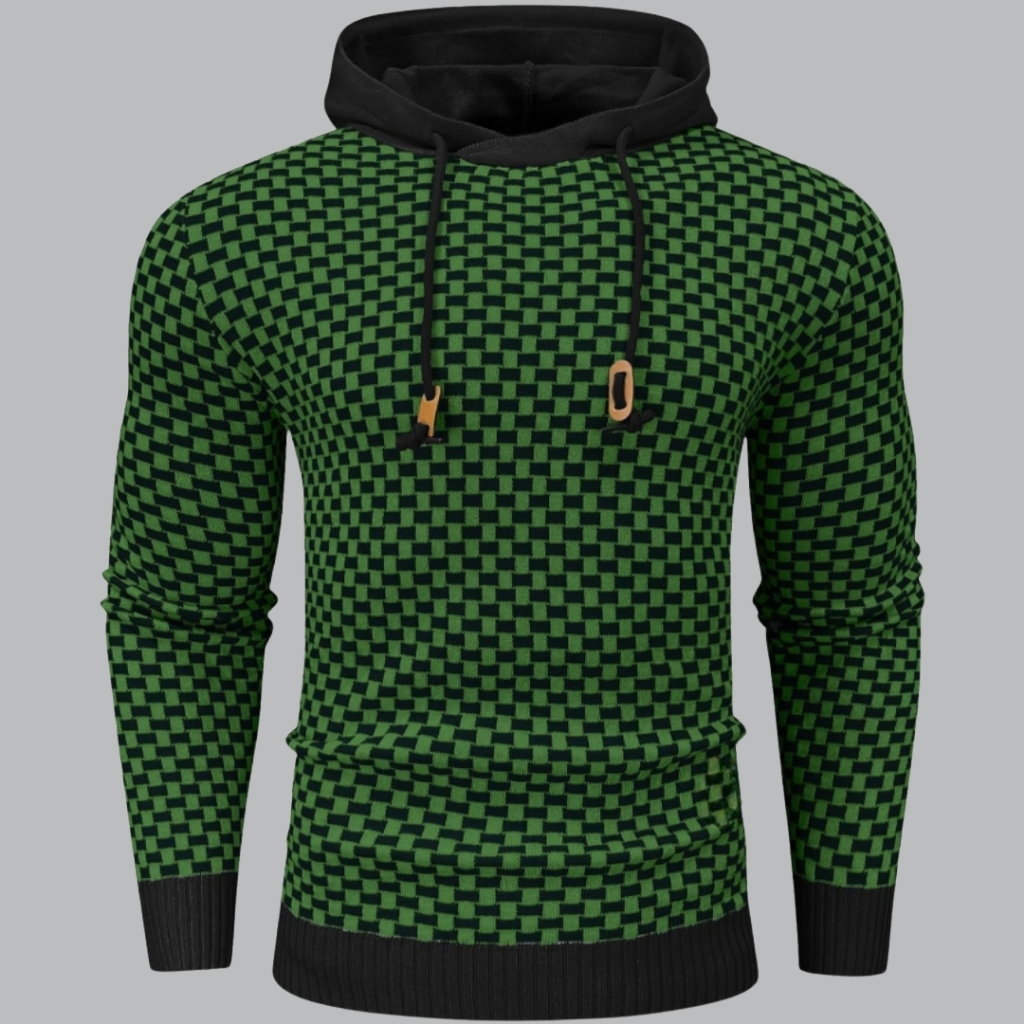 Mens Long Sleeve Solid Knitted Hoodie