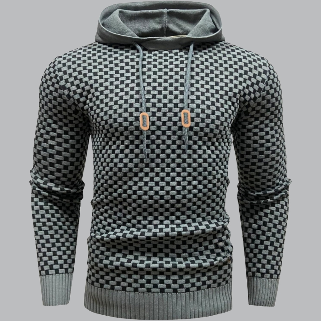 Mens Long Sleeve Solid Knitted Hoodie