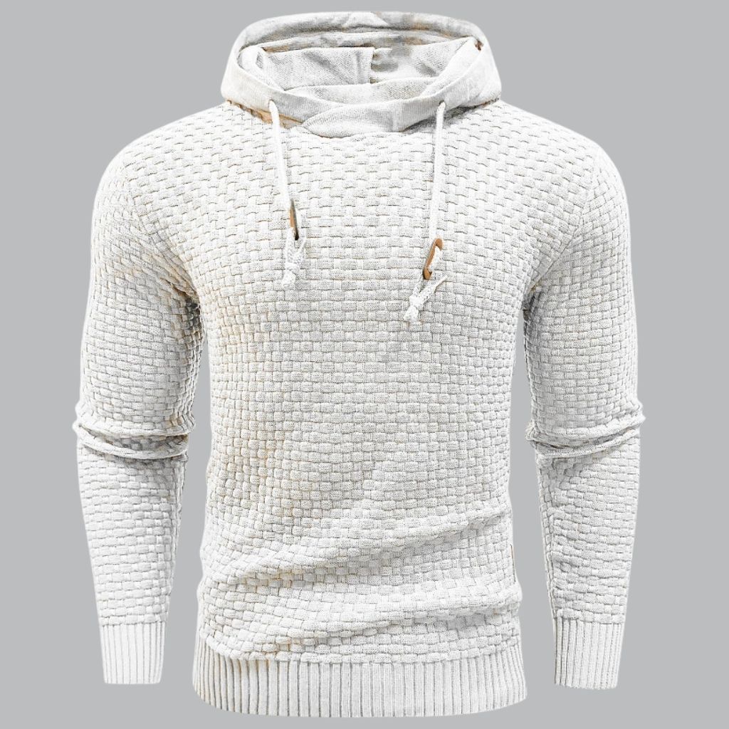 Mens Long Sleeve Solid Knitted Hoodie