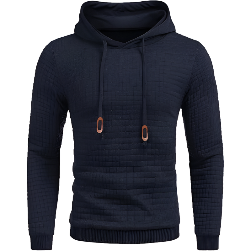 Waffle Knit Pullover Hoodie For Men
