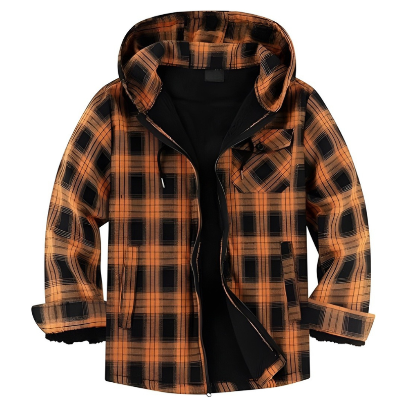Men Flannel Plaid Jacket Warm Sherpa Lined Fleece Hoodies for Men Zip Up Thick Jackets Winter Coat with Pocket