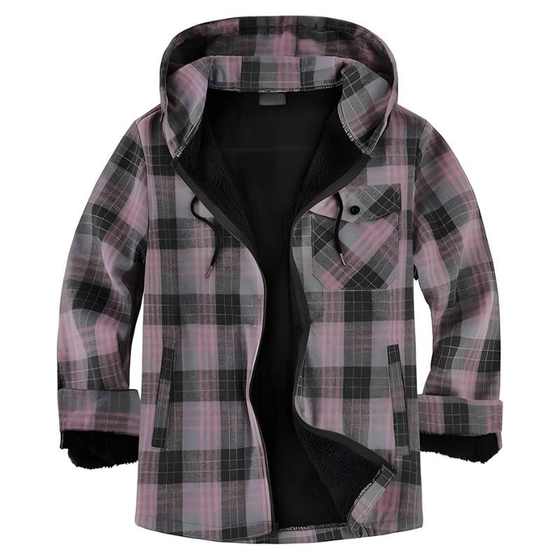 Men Flannel Plaid Jacket Warm Sherpa Lined Fleece Hoodies for Men Zip Up Thick Jackets Winter Coat with Pocket