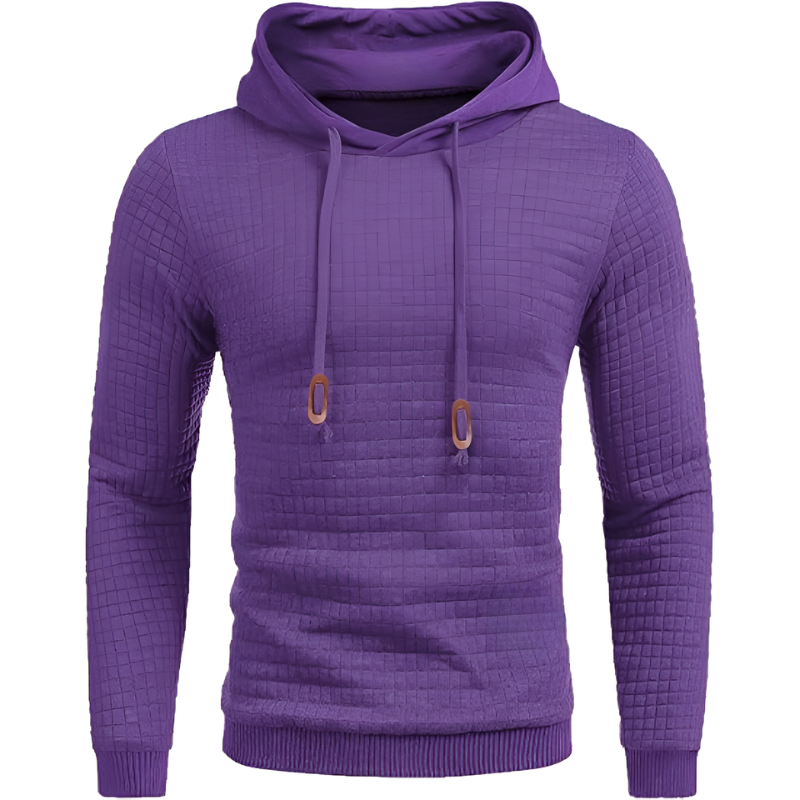 Waffle Knit Pullover Hoodie For Men