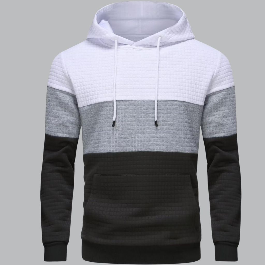 Pullover Plaid Jacquard Long Sleeve Drawstring Hipster Casual Hooded