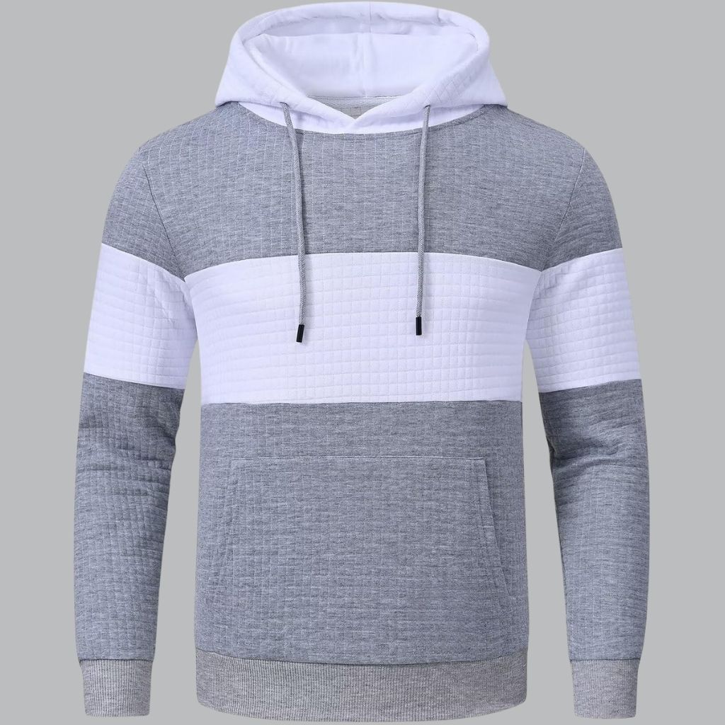 Pullover Plaid Jacquard Long Sleeve Drawstring Hipster Casual Hooded