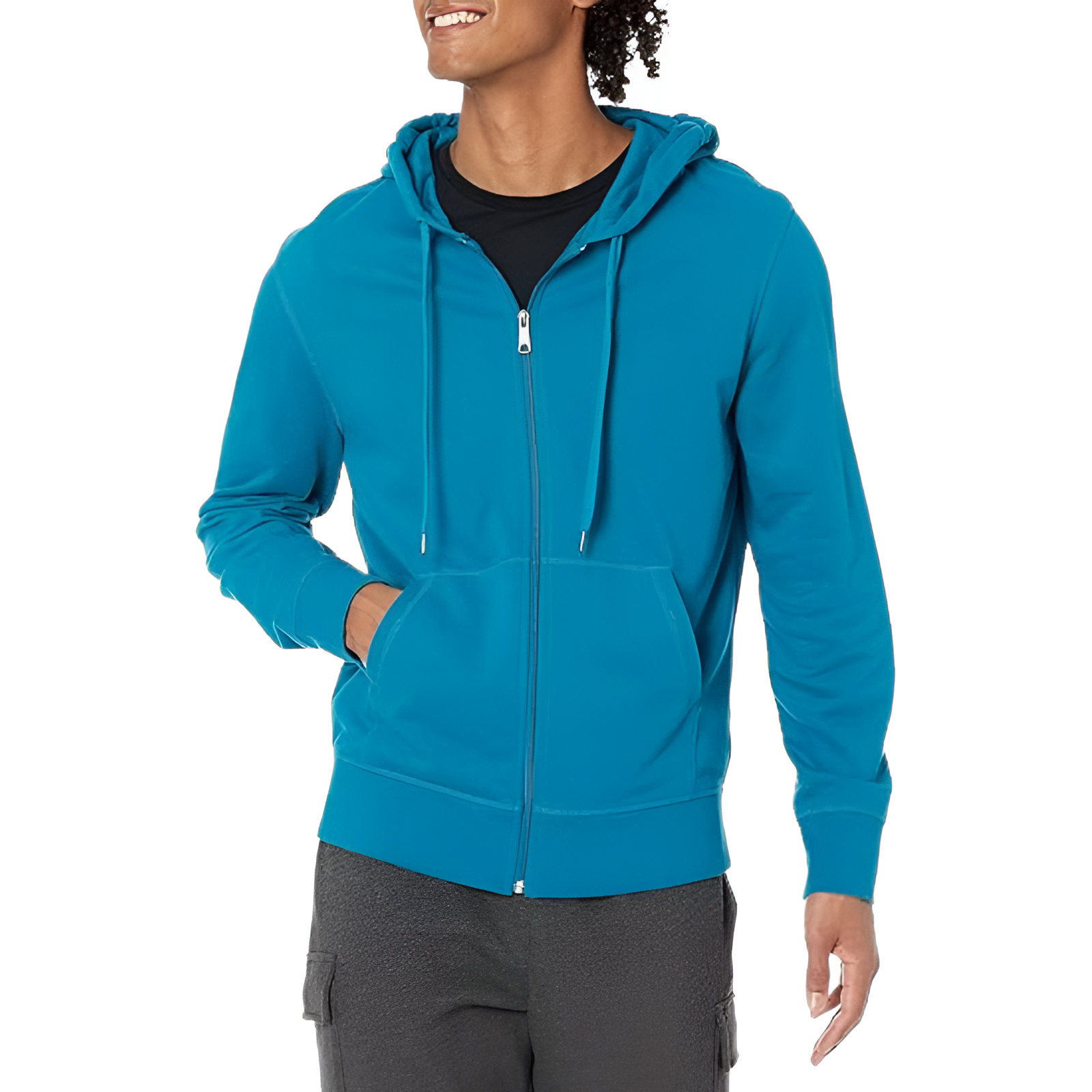 Men Lightweight French Terry Full-Zip Hooded Sweatshirt