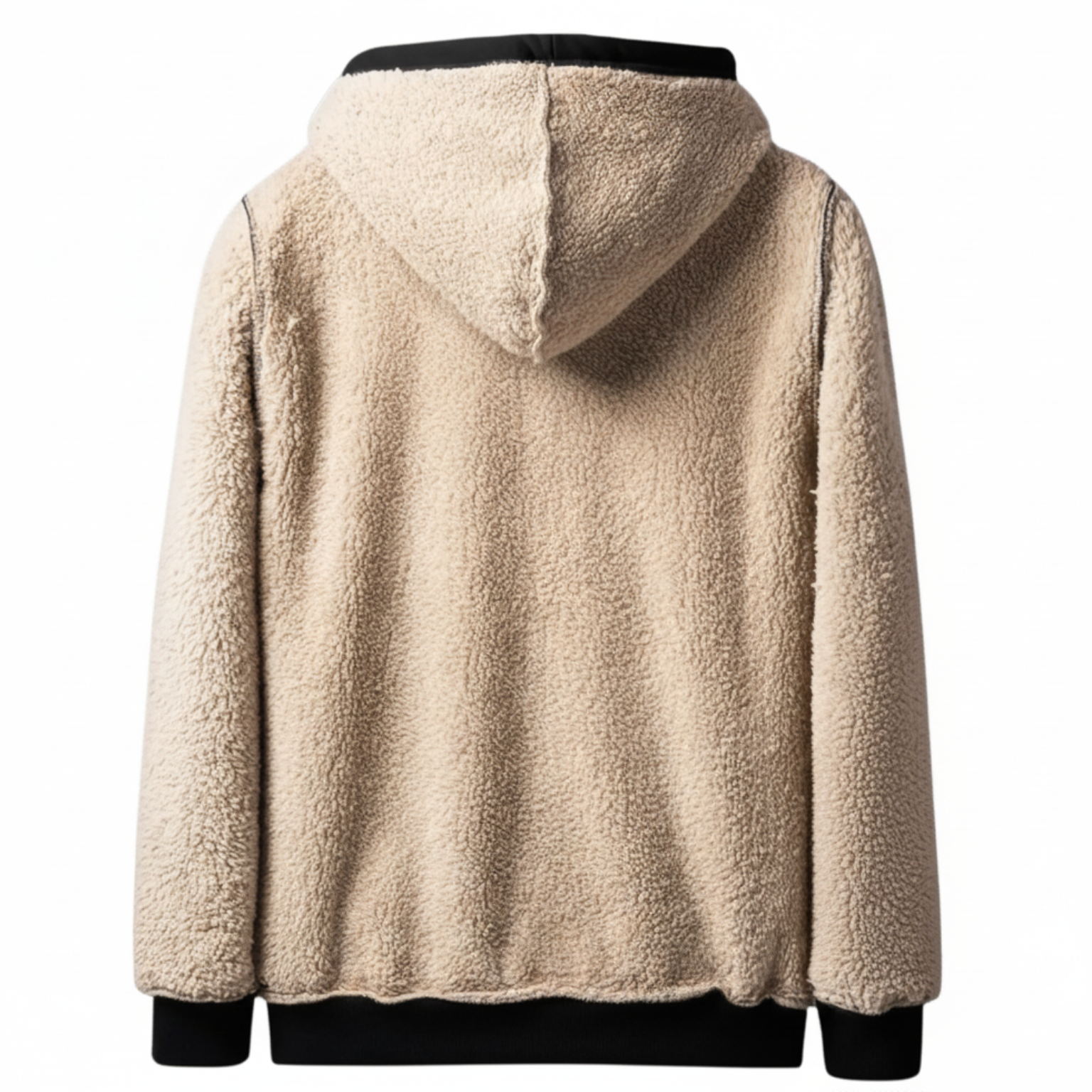 Thick Plush Zip Up Fleece Lined Hooded Sweatshirt Jacket For Men