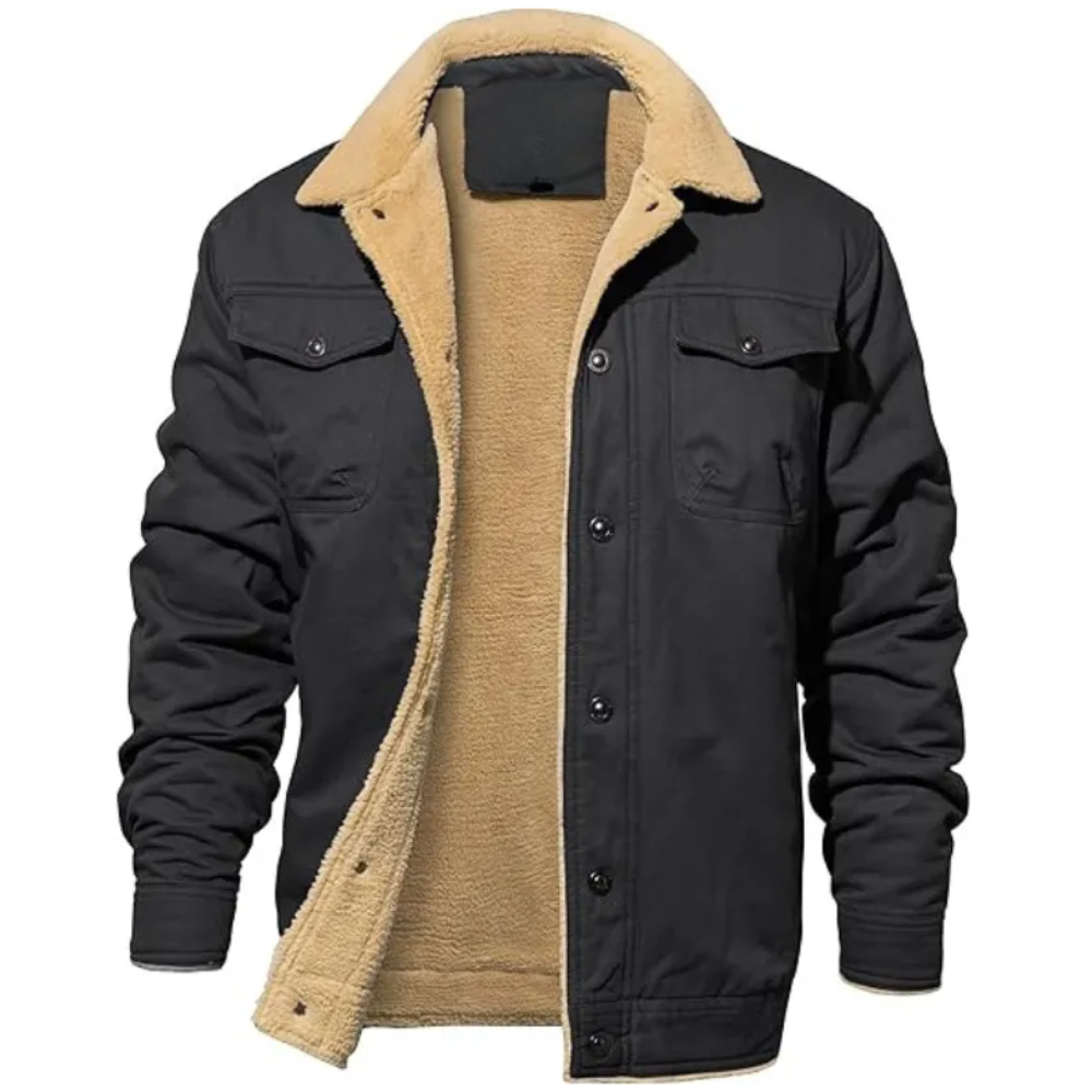 Thick Fleece Lined Utility Jacket For Men