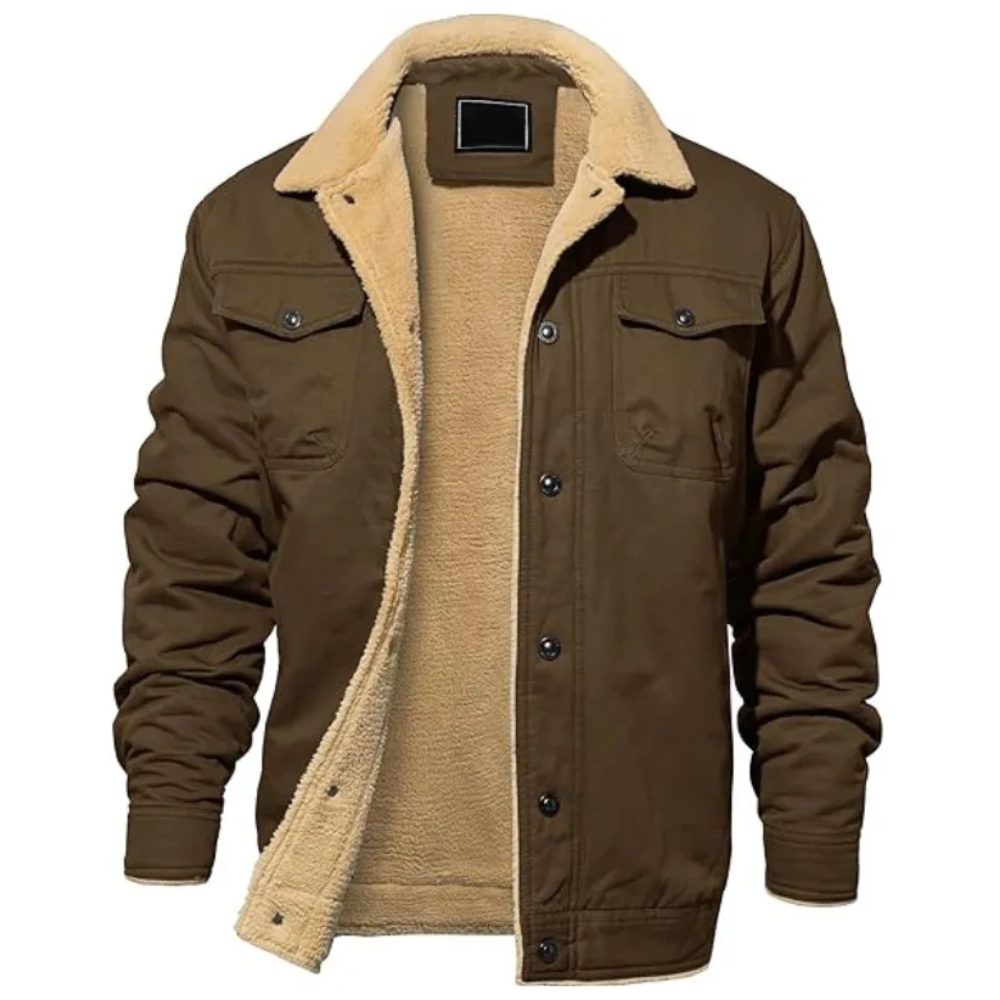 Thick Fleece Lined Utility Jacket For Men