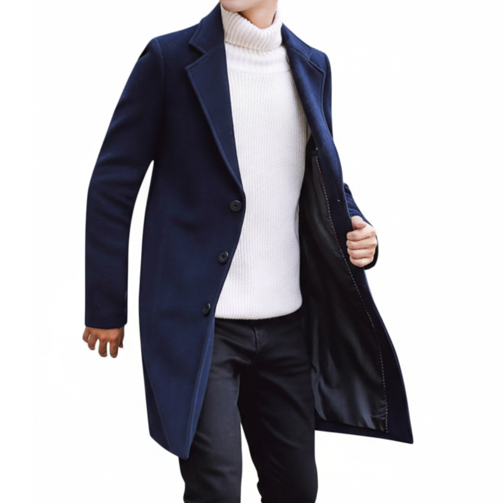 Notched Collar Winter Overcoat For Men
