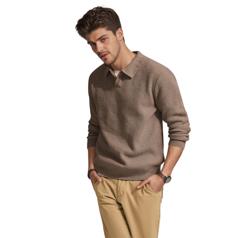 Textured V Style Long Sleeve Pullover