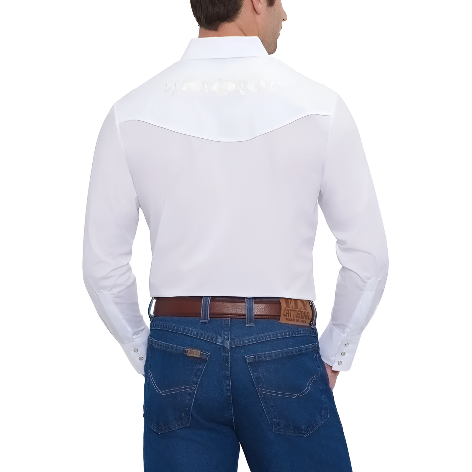 Men Long Sleeve Western Snap Shirt with Rose Embroidery