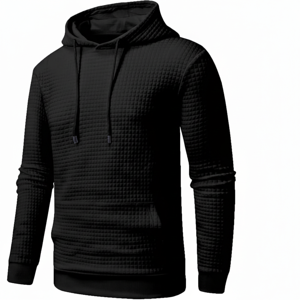 Mens Pullover Hoodies Plaid Jacquard Long Sleeve Drawstring Hipster