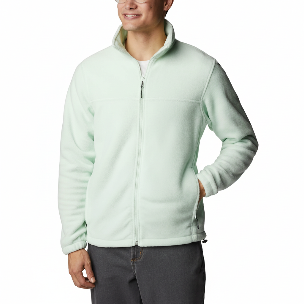 Full Zip Fleece Jacket With Zippered Pockets For Men
