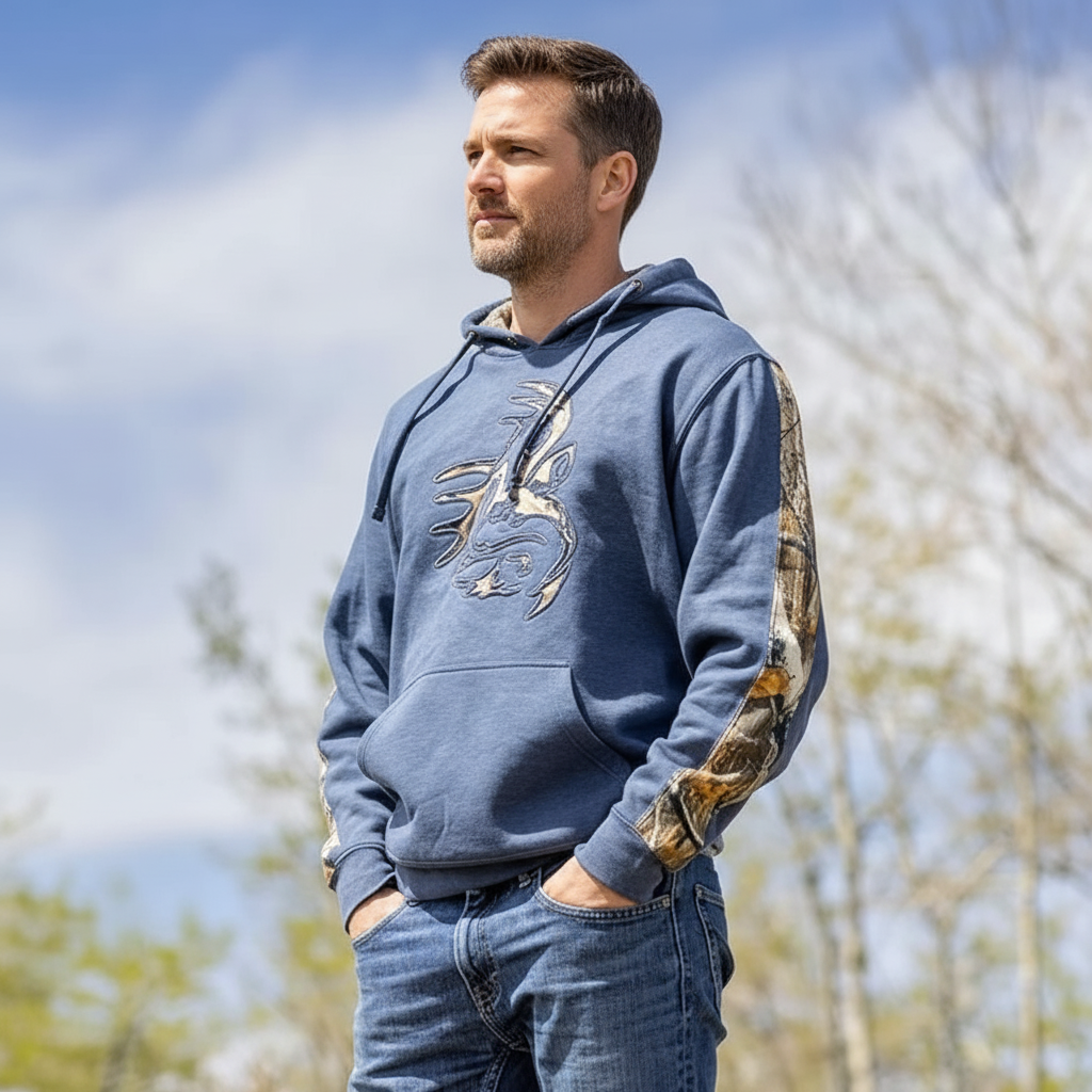 Deer Graphic Printed Pullover Hoodie For Men