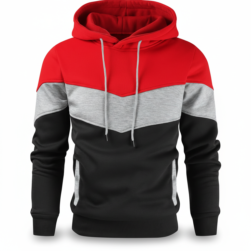 Men Novelty Color Block Pullover Fleece Hoodie Long Sleeve Casual Sweatshirt with Pocket
