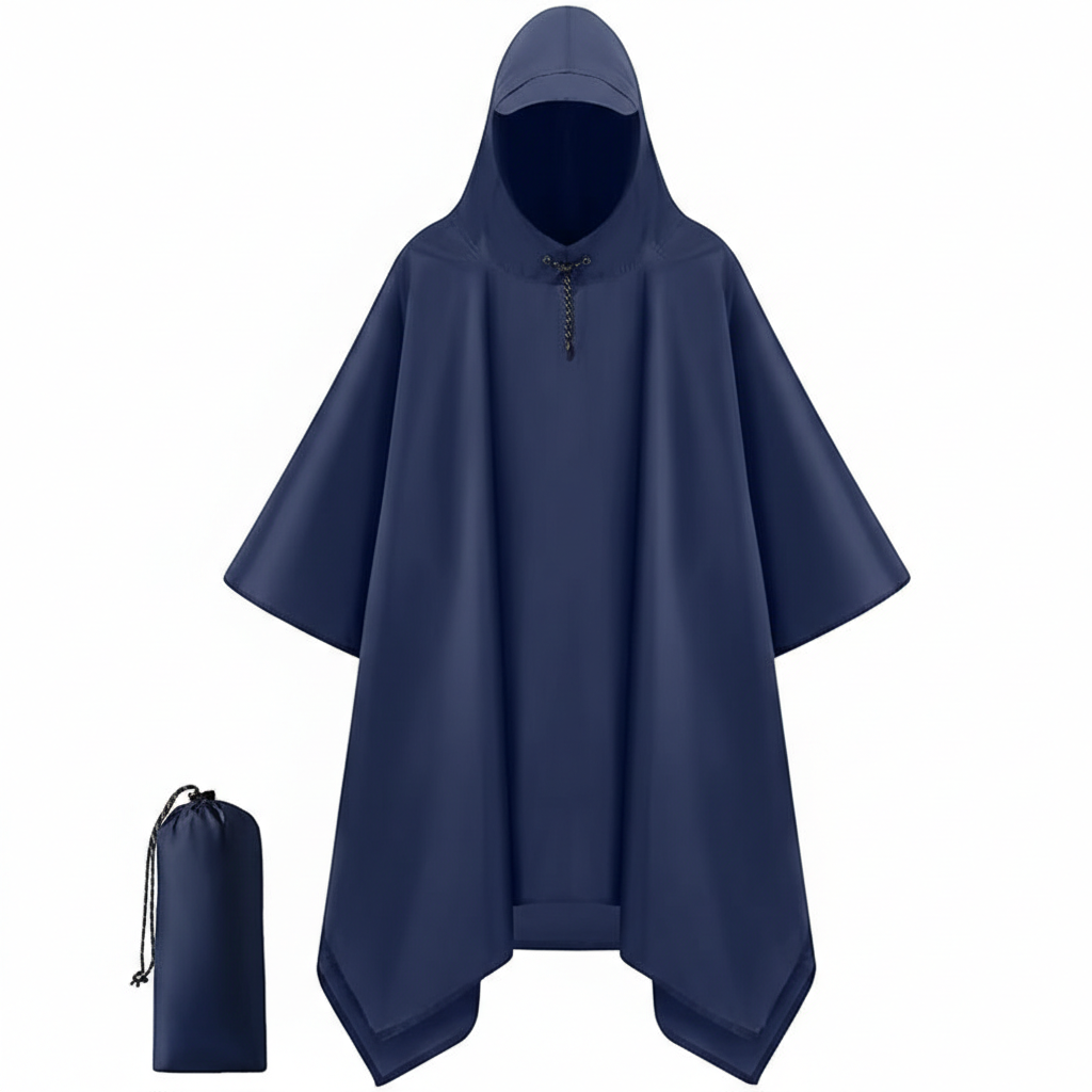 Hooded Rain Poncho Waterproof Raincoat Jacket for Men Women Adults
