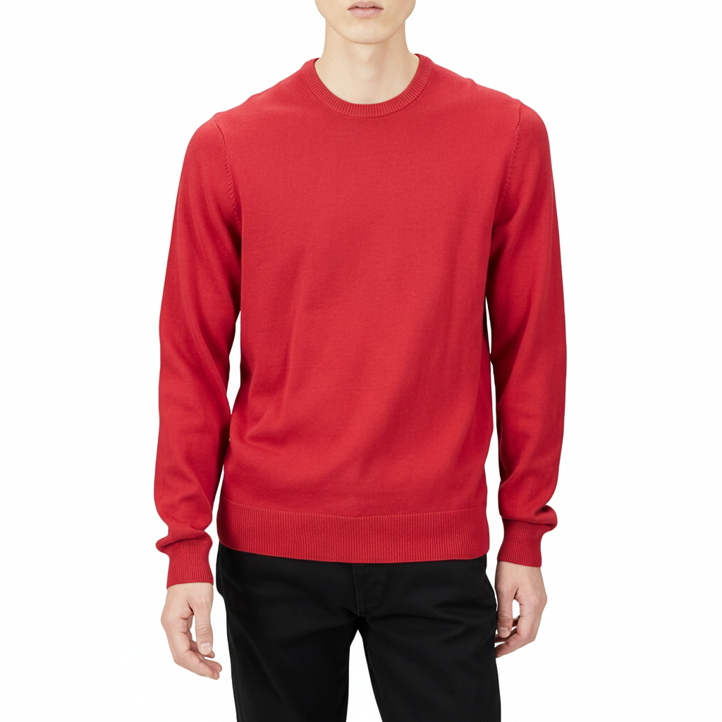 Men's Long-Sleeve Crewneck Sweater, 100% Cotton, Big & Tall Options Available