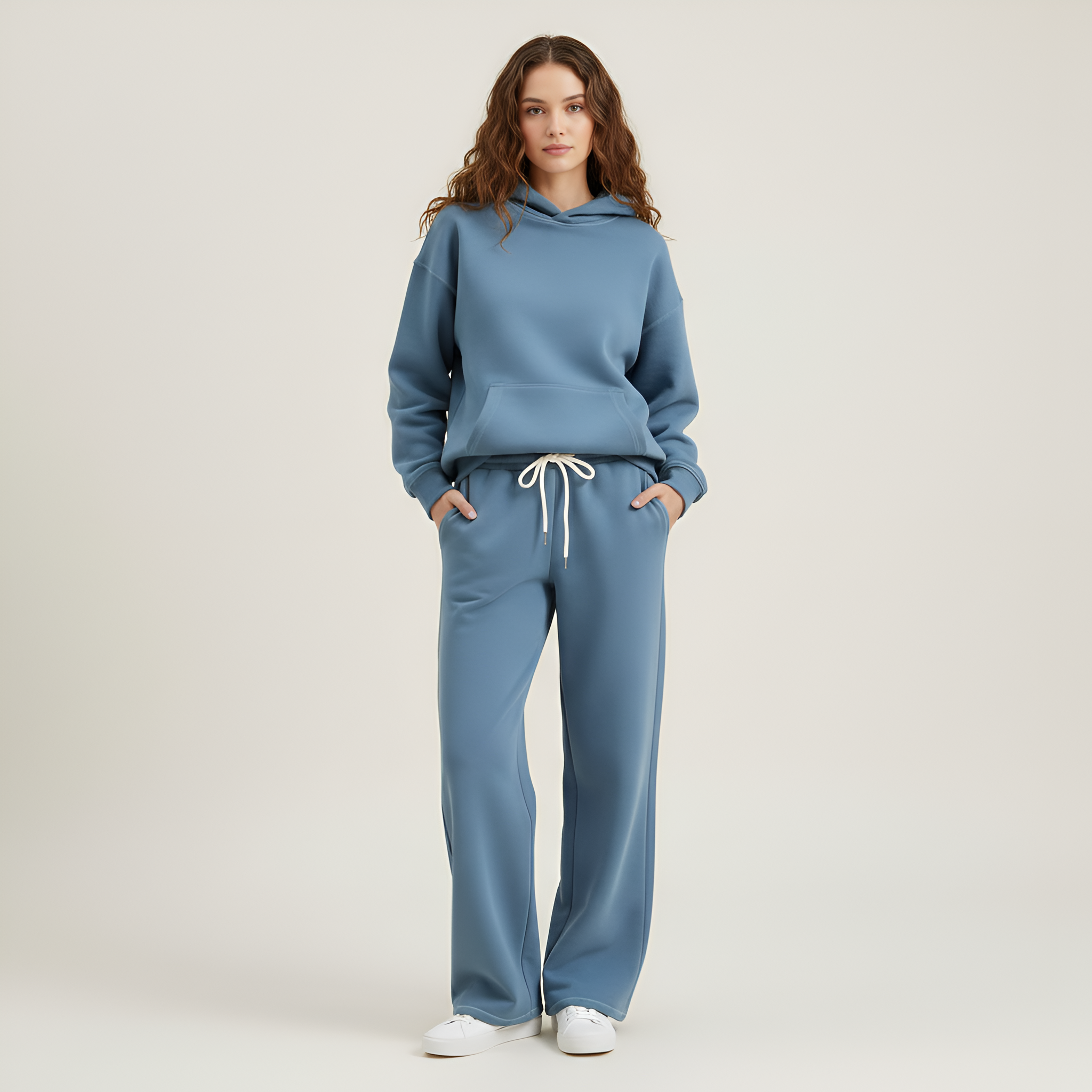 Two Piece Oversized Matching Pullover Lounge Set With Drawstring Pants