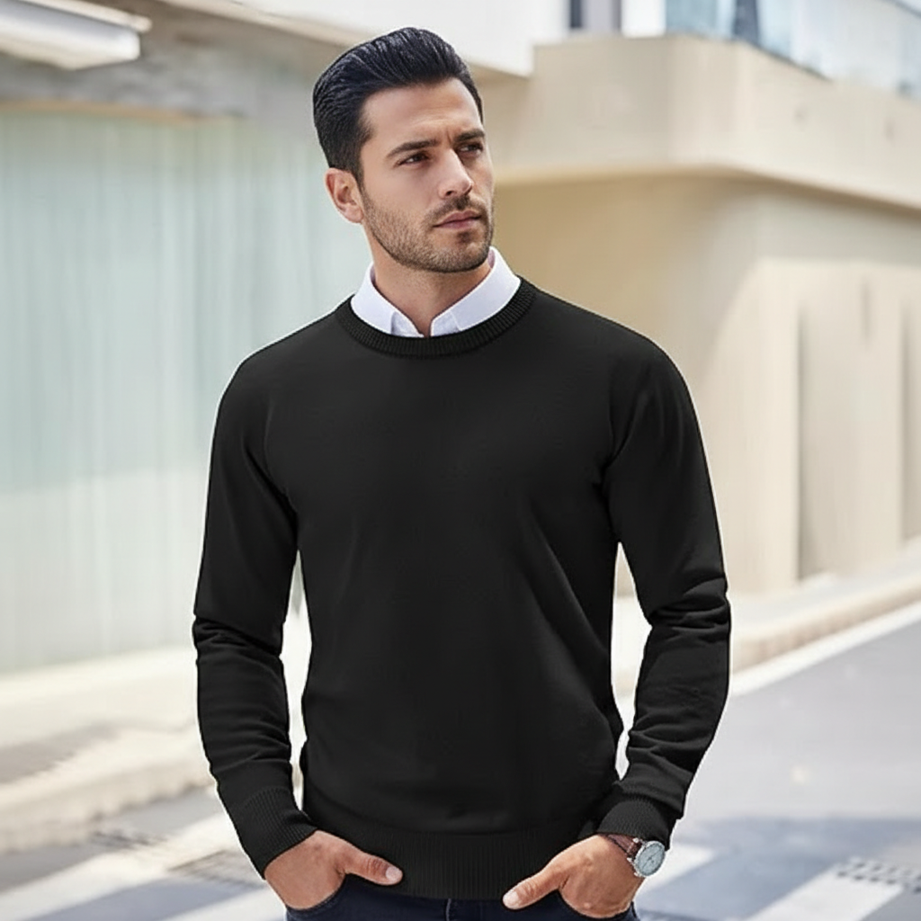 Mens Crew Neck Sweater Slim Fit Lightweight Sweatshirts