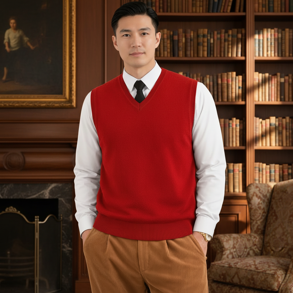 Wool Blend Knit Pullover Sweater Vest Fit For Men