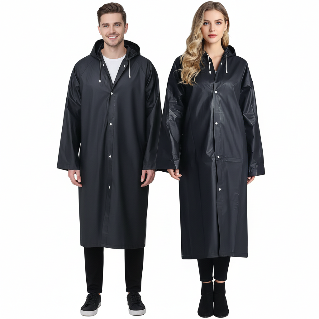Rain Ponchos for Adults Reusable, 2 Pcs Raincoats Emergency for Women Men with Hood and Drawstring
