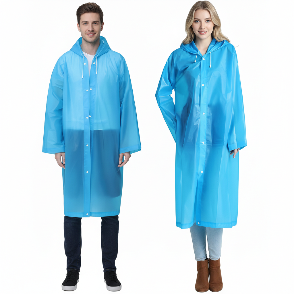 Rain Ponchos for Adults Reusable, 2 Pcs Raincoats Emergency for Women Men with Hood and Drawstring
