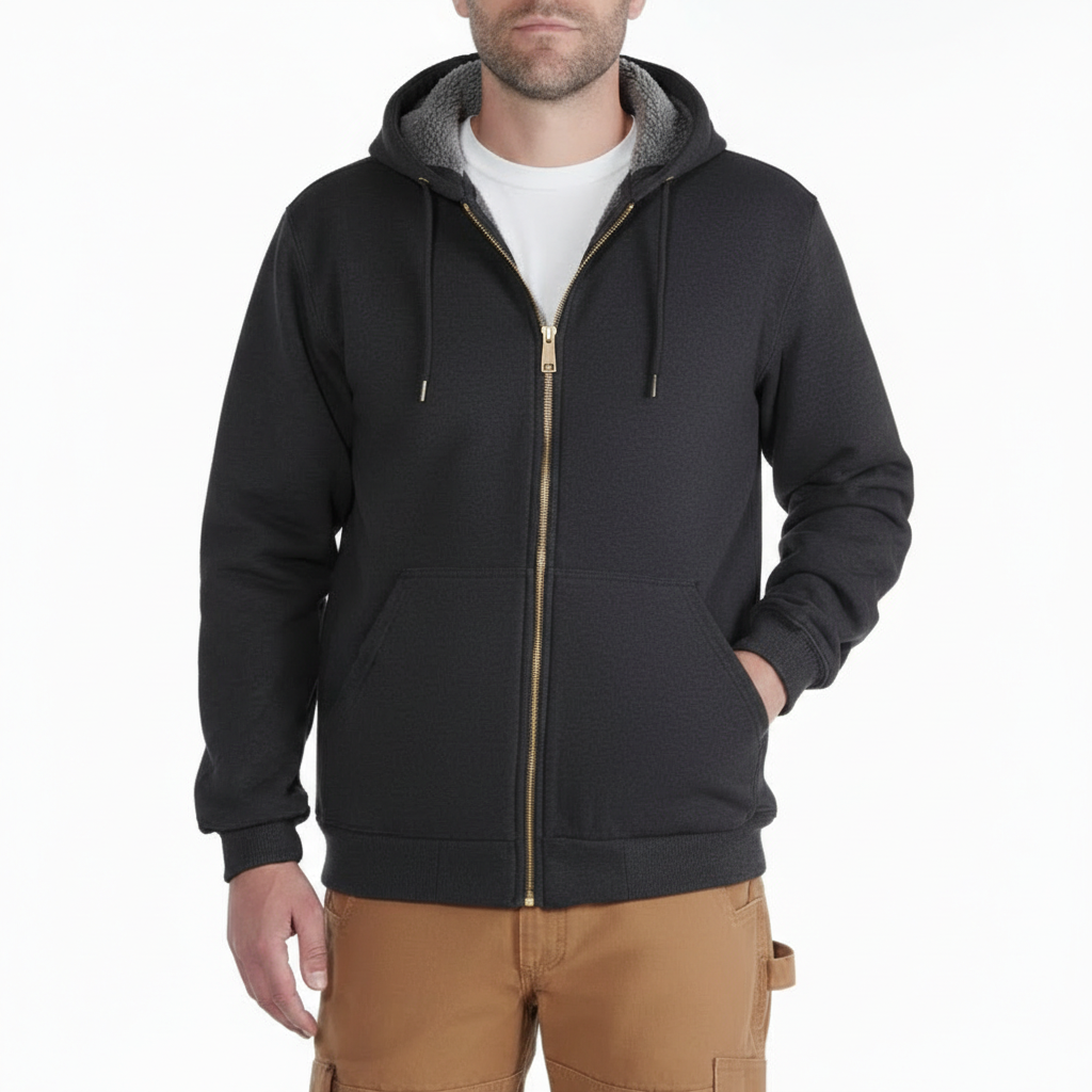 Men Rain Defender Relaxed Fit Midweight Sherpa-Lined Full-Zip Sweatshirt
