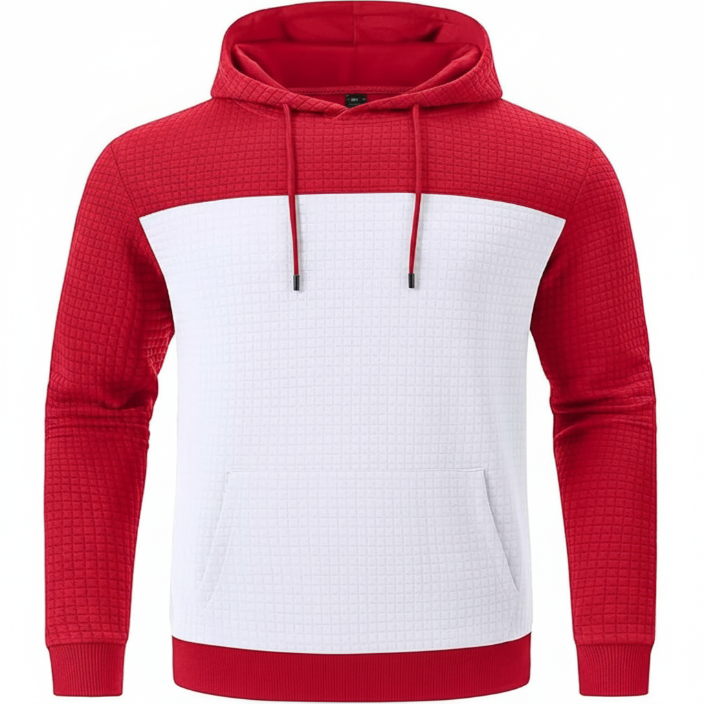 Mens Pullover Hoodies Plaid Jacquard Long Sleeve Drawstring Hipster