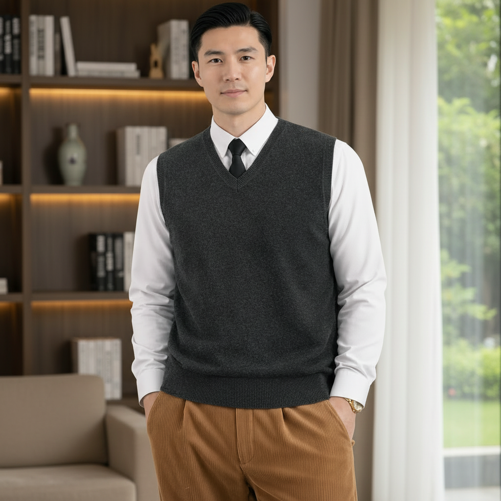 Wool Blend Knit Pullover Sweater Vest Fit For Men