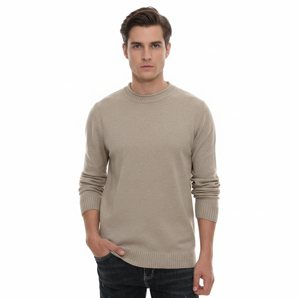 Casual Soft Sweater With Ribbing Edge For Men