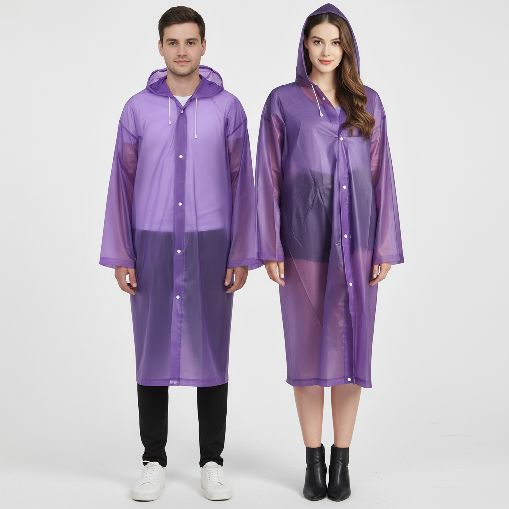 Rain Ponchos for Adults Reusable, 2 Pcs Raincoats Emergency for Women Men with Hood and Drawstring